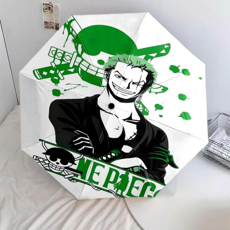 1 Stück Automatischer Faltregenschirm - Roronoa Zoro Muster Tragbares faltbares Design mit 8 Speichen Weihnachts-Geburtstagsgeschenke