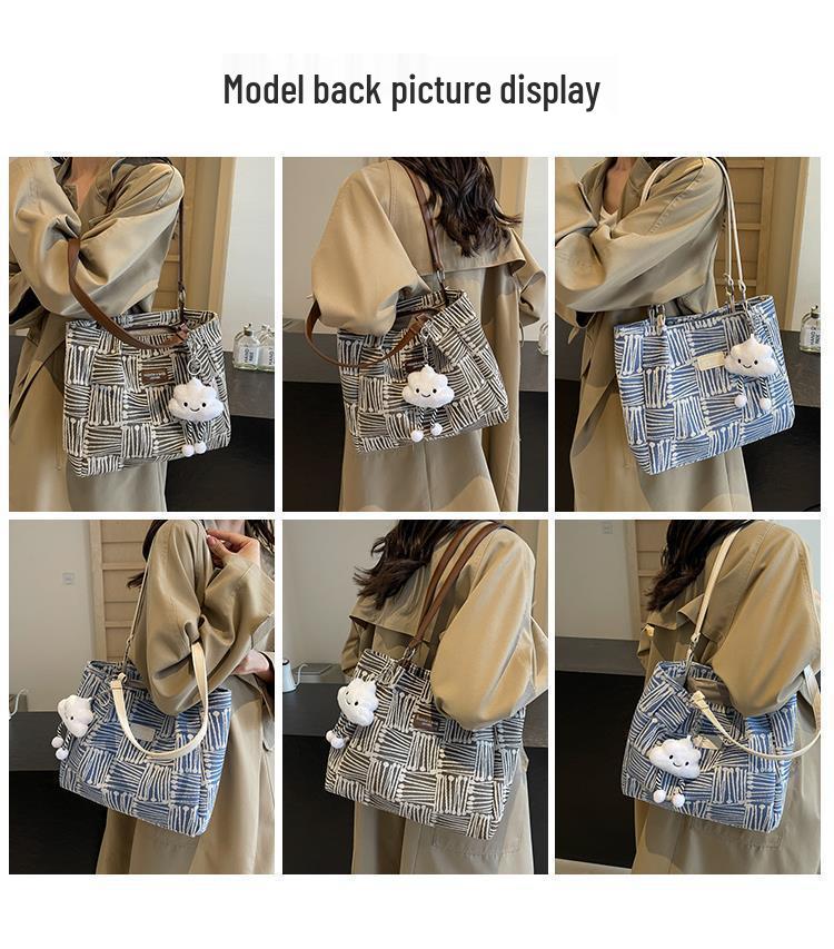 Korean Fashionable Canvas Large Tote Bag for Women - 2025 New, Versatile, Large Capacity Shoulder Bag, Perfect for Autumn and Winter.