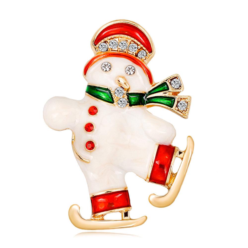 Luxury Exquisite Christmas Brooches Pin Snowman Santa Claus Boot Garland  Jewelry Gift  Decoration