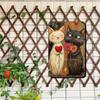 1pc Retro Cartoon Cat Love Heart Flower Wall Decor, 2D Flat Iron Metal Painting Sign, Vintage Style for Home Bar Cafe Restaurant Garage Courtyard