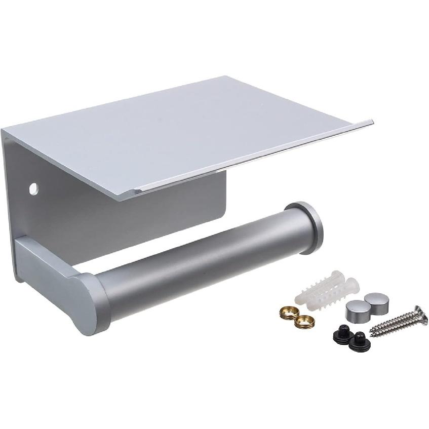 

Toilet Roll Holder for Bathroom Decor Bathroom Toilet Towel Paper Holder Phone Holder Wall Mount WC Rolhouder Paper Holder with Shelf Towel Rack чёрный