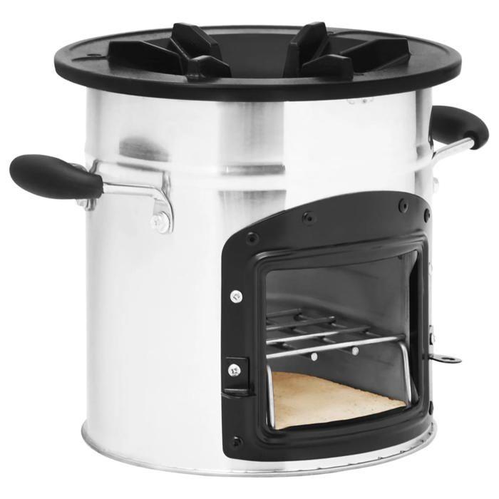 VidaXL Camping Wood Stove Silver 45.5x33x25.5cm Stainless Steel, Charcoal Grill, Wood Stove, Patio Heater, 319440