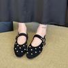 Fashion Super Soft Rhinestone Strap Mary Jane Single Shoes Spring and Summer New Flat Gentle Temperament Versatile Flat Shoes