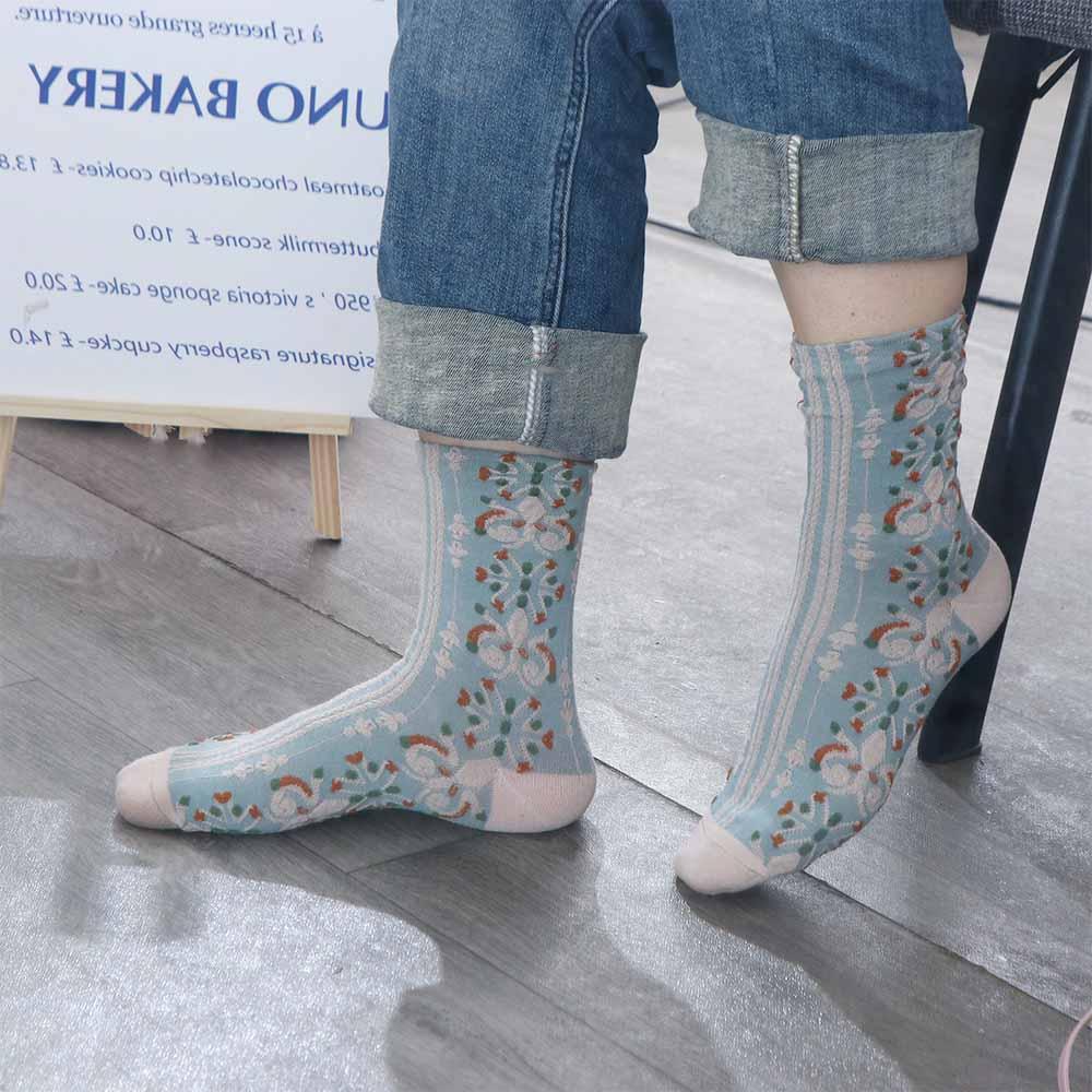 Print Cotton Korean Style Socks College Style Hosiery Middle Tube Hosiery Girls Jacquard Socks