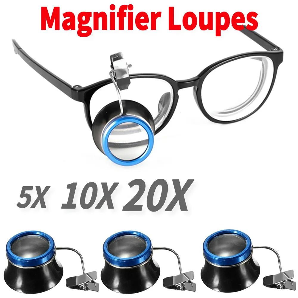 

5X 10X 20X Eyeglass Magnifier Clip-On Eye Loupe Magnifying Lens Portable Eyepiece Process Operation Watchmakers Repair Tool 5X