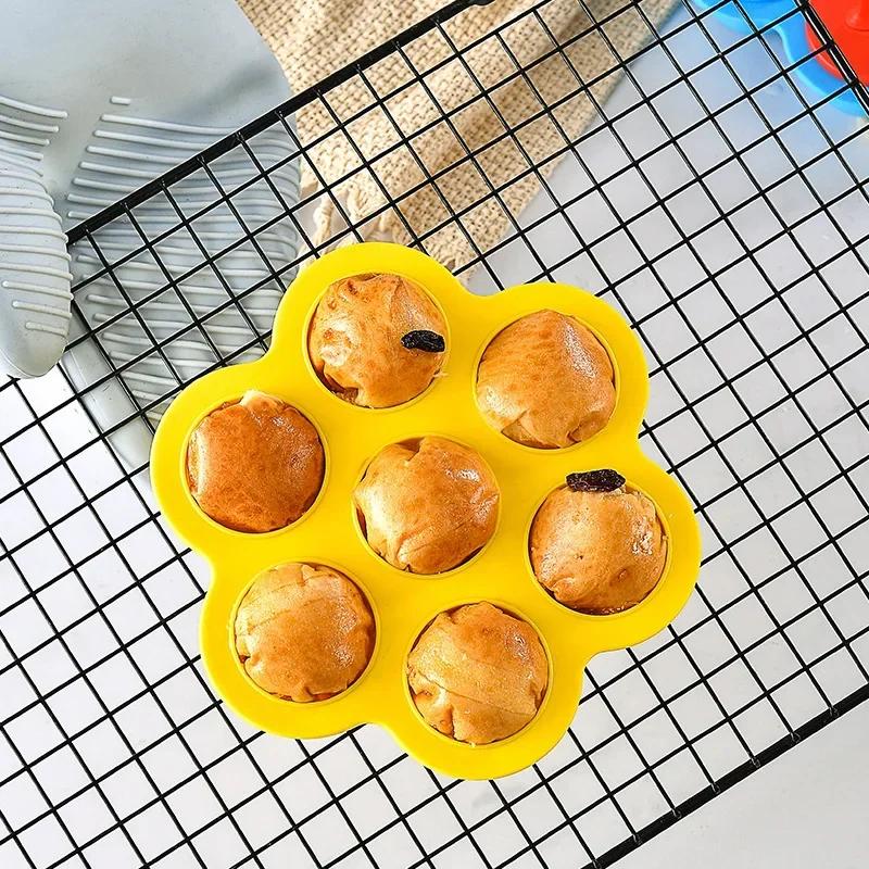 Eisform Bunt 7 Löcher Kinderhausgemachte Eis am Stiel Formen Lebensmittelqualität Silikon DIY Eisformen Heimküchenzubehör