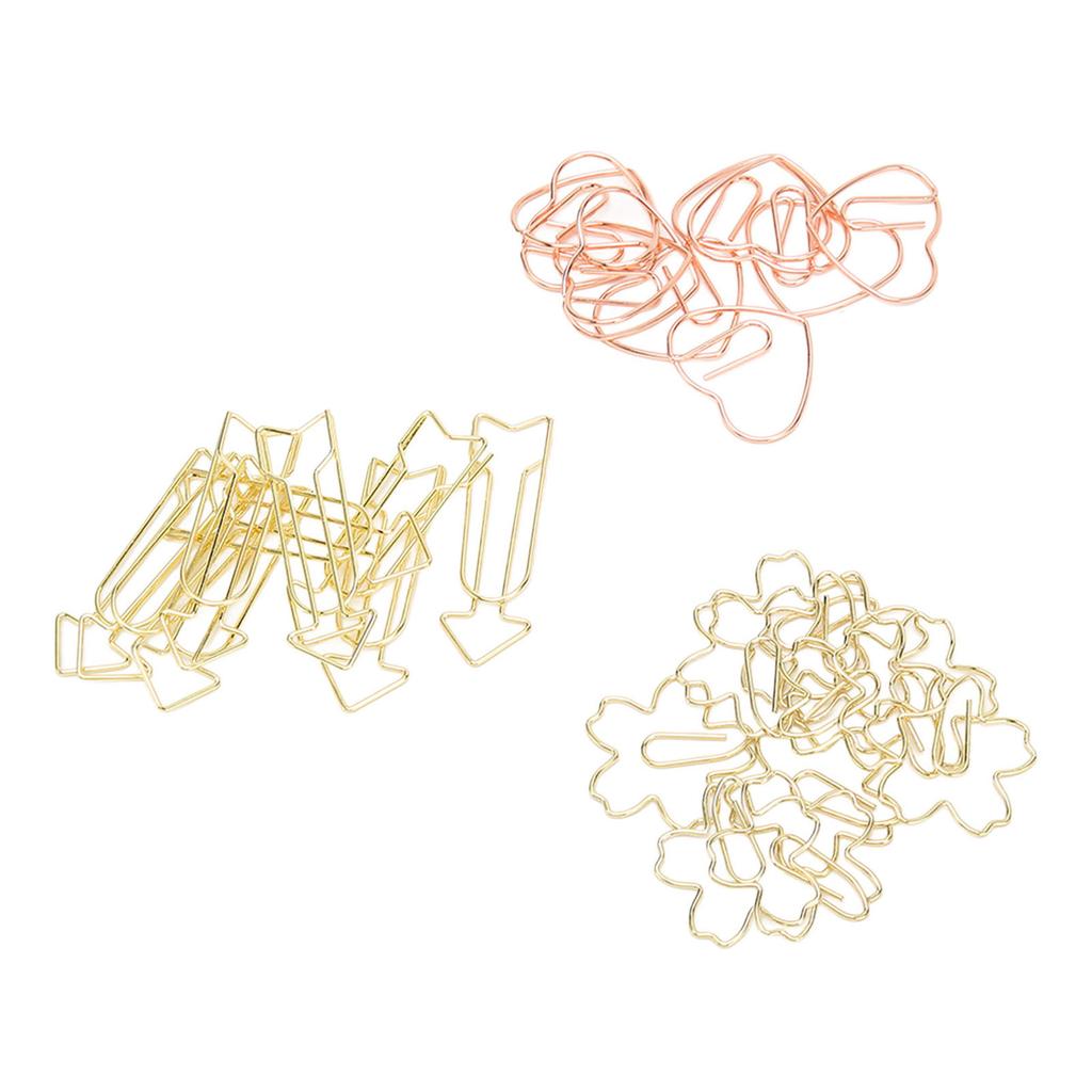 30Pcs Paper Clips Heart Arrow Shaped Cute Paperclip for Office School Student File Classifica