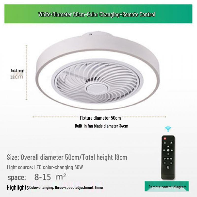 

Modern LED Ceiling Fan with Invisible Blades - Minimalist Chandelier for Bedroom, Living Room, Restaurant