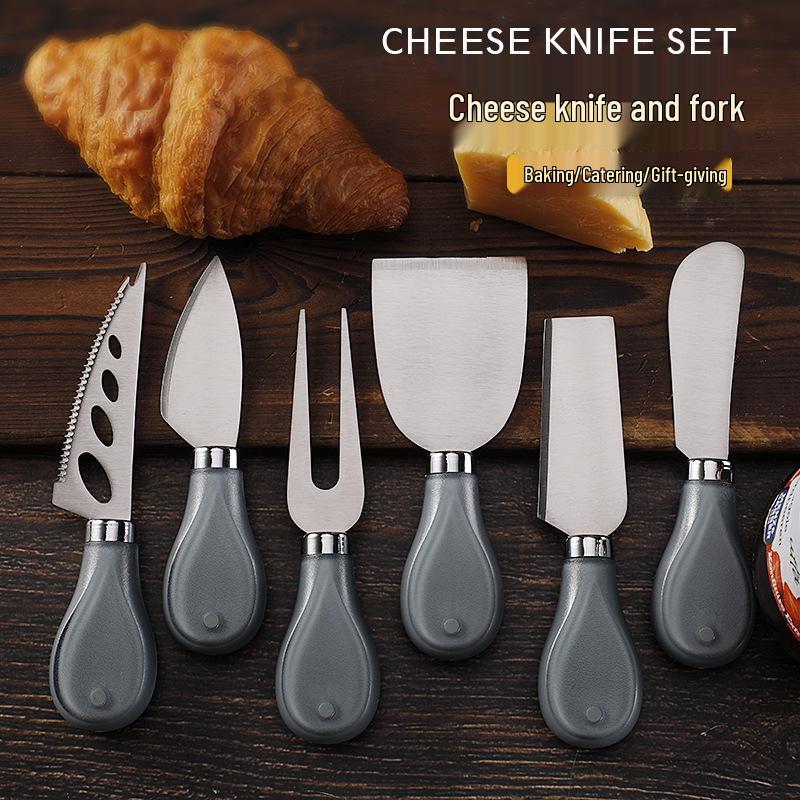 Käsemesser & Gabel Set aus Edelstahl mit Marmeladen-Butterspachtel - 3-teiliges Set