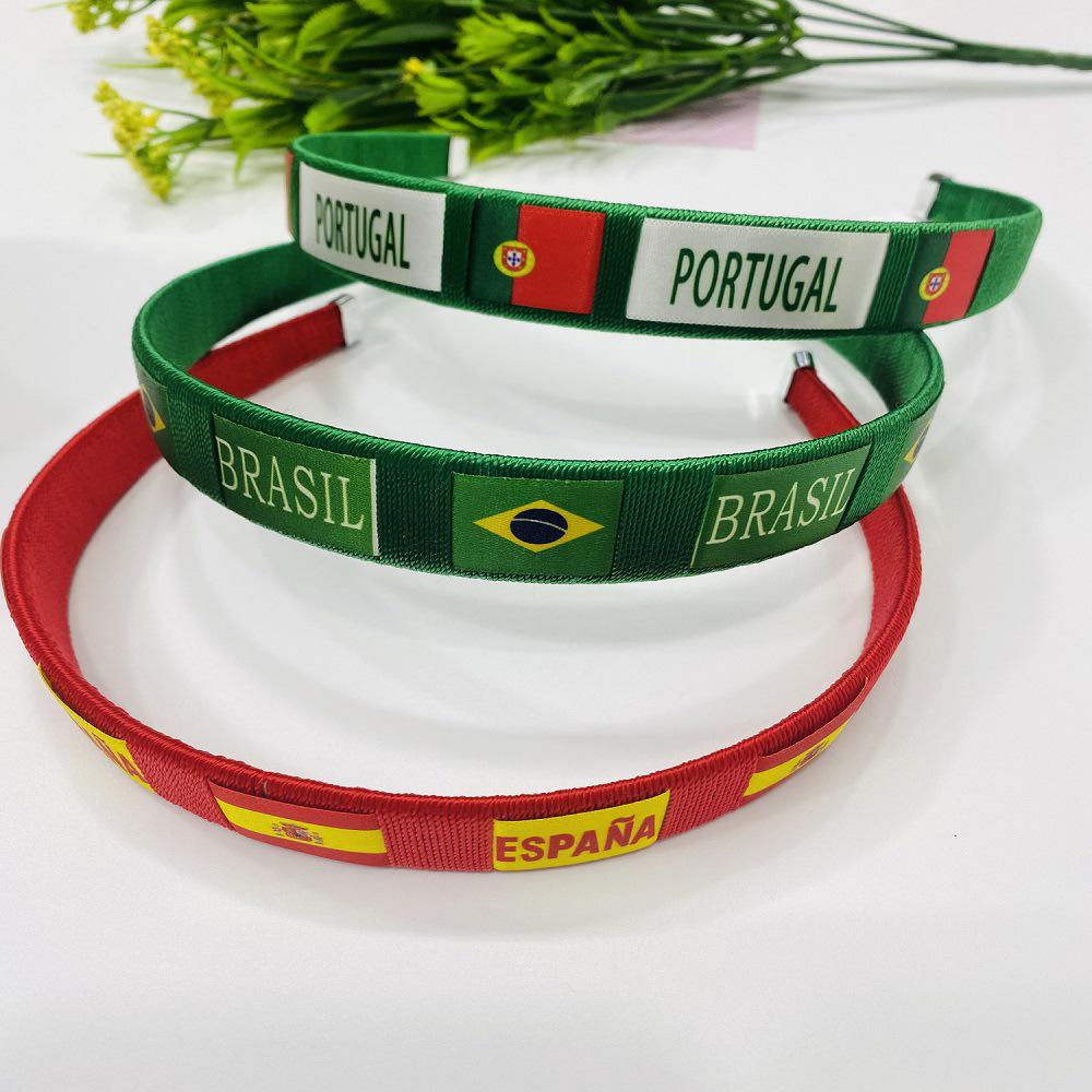 2022 World Cup National Flag Pattern Knitted Headband & Hair Clip for Men and Women Fans