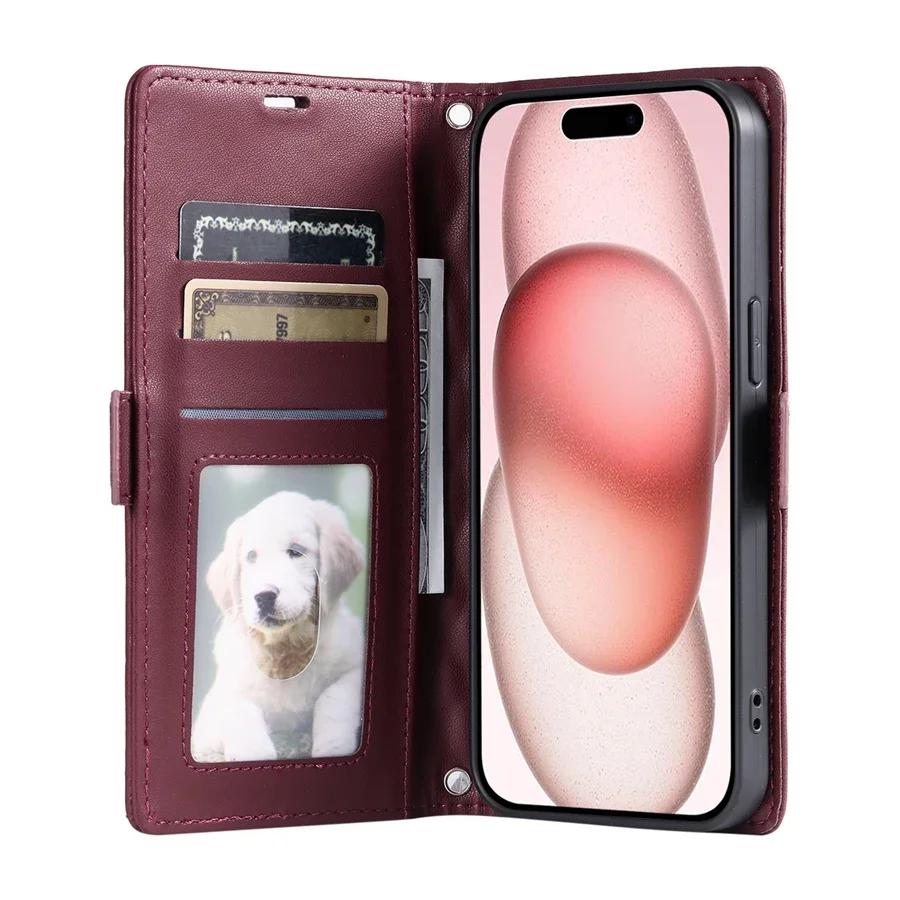 Portemonnaie Klapp Leder Handyhülle für iPhone 17 16 Pro Max 15 16E 14 13 12 11 XS XR SE 2026 8 7 Plus Handgelenkschlaufe Brieftasche Hülle Etui