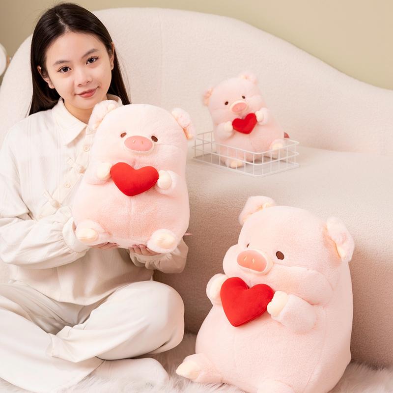 Valentine'S Day Love Heart Pig Soft Stuffed Plush Toys Hug Heart Pink Pig Animal Cushion Plushies Doll Valentine'S Day Gift