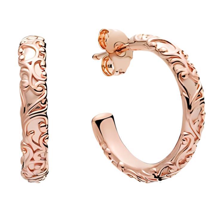 Pandora Textured Print Trim Design - Earrings Women earrings Rose-Gold 287732 Box