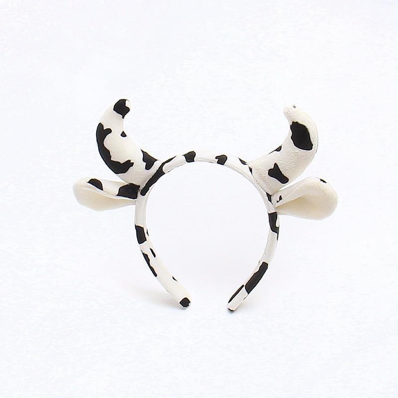 Niedliches Cartoon Plüsch Kuh Ohren Stirnband mit Glocken Schleife Lolita Haarreif Kawaii Tier Party Cosplay Kopfschmuck