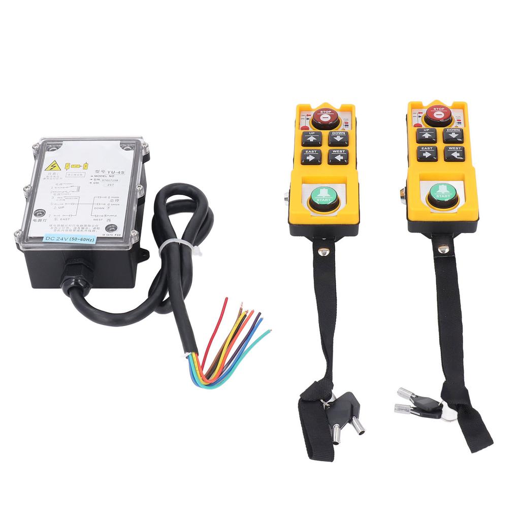Průmyslový dálkový ovladač jeřábu se zámkem, dvojitá rukojeť, vysílač a přijímač pro elektrický kladkostroj