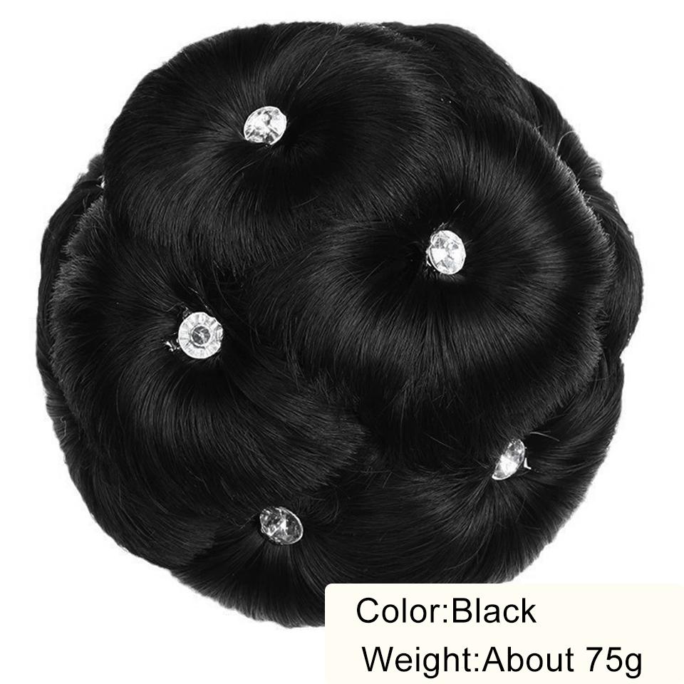 Synthetic Hair Bun Chignon Diamond Clip On Pad Updo Round Flower Donut Shape Stylish Hairpiece for Party Wedding Quick Hairstyle