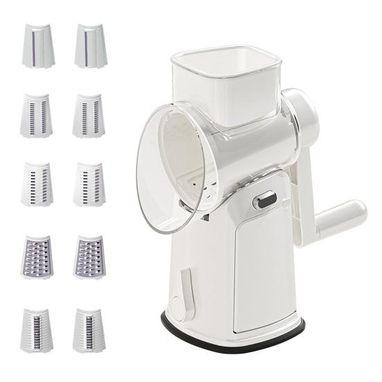 5-i-1 Roterande Osthyvel och Grönsaksskärare med Sugfot Rostfria Blad Handvev Köksnödvändighet Hackare för Effektiv Matlagning