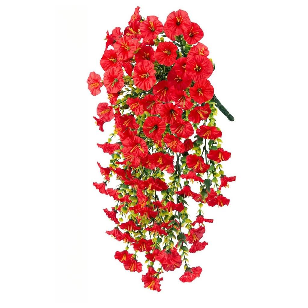 

Artificial Nil Ipomoea Flower Vine Wall Hanging For Event Photography Use Red