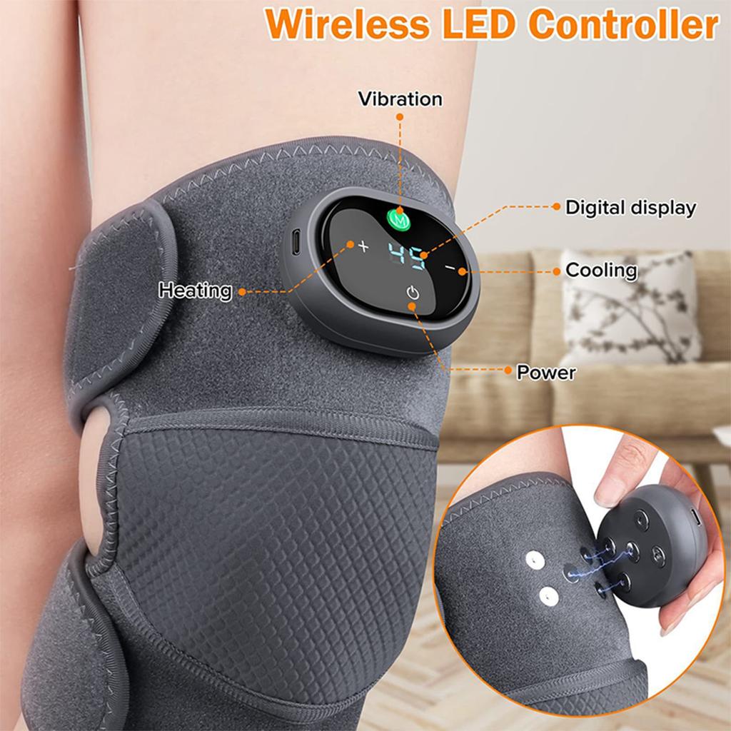 Wireless Knee Massager With Thermal Vibration, Electrically Heated Knee Brace, With 5 Heat And 3 Massage Modes, Gift For Men And Women ,gray,