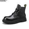 Martin Stiefel, Lokomotivstiefel, Herren 6-Loch offene Kante Perlenbesatz Hartleder Kurzstiefel, Britische Herren Martin Stiefel