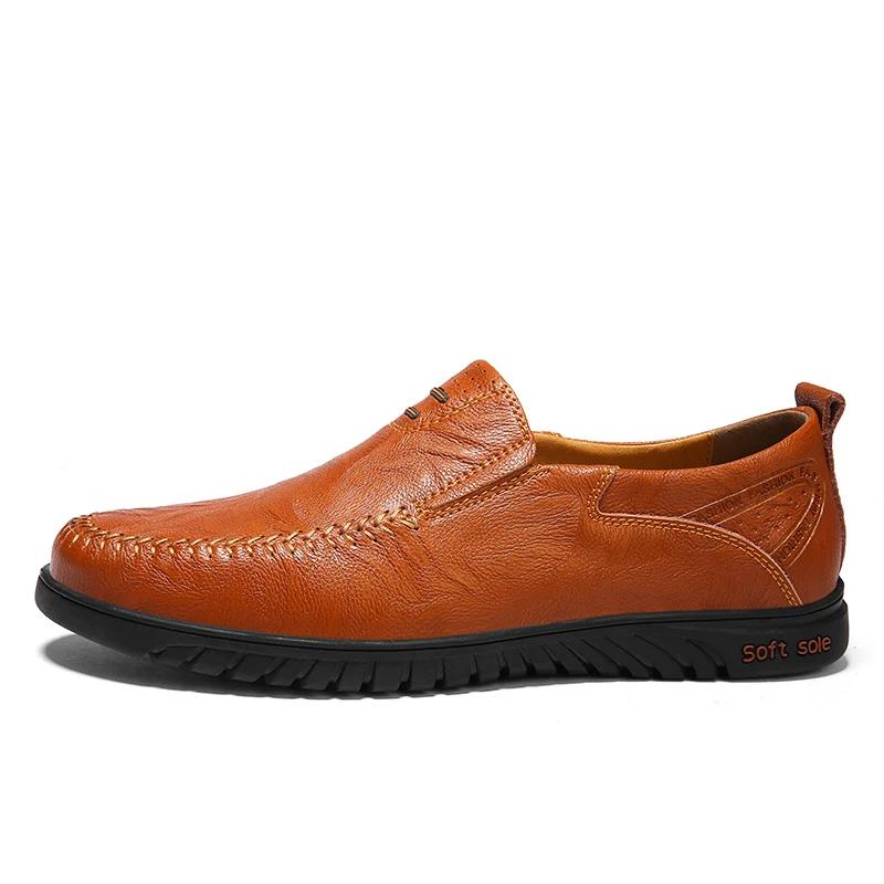 Genuine Leather Men Casual Shoes Luxury Brand Designer Flats Mens Loafers Breathable Slip On Driving Shoes Size 47