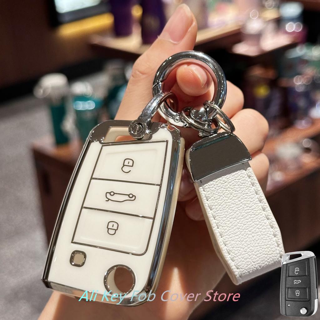 Car Key Case Cover Keychain For VW Golf 7 Tiguan SEAT Ateca Leon Ibiza Skoda Octavia Fob Shell Accessories
