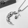 Xiwier Retro Gothic Moon Skull Necklace - Unique European & American Halloween Design