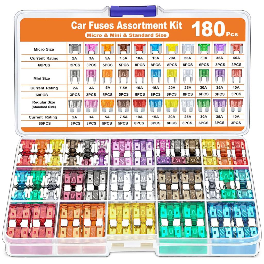 Car Fuse Assortment Kit Mini Blade Fuses Automotive Standard Auto Fuses Micro Puller Replacement for RV Camper Boat Truck Circuit Breaker 6