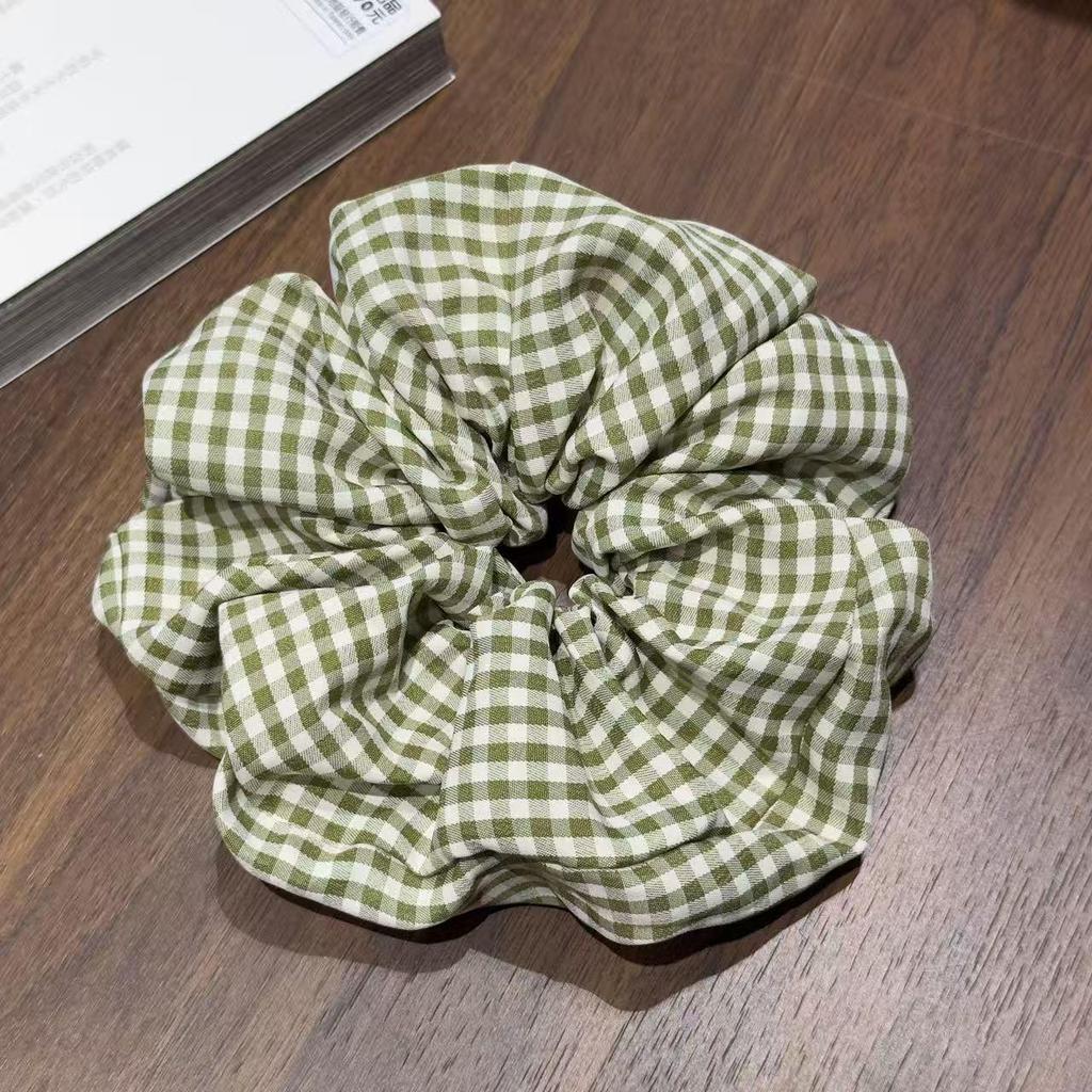 Classic Plaid Versatile Hair Tie & Headband with Flower Design