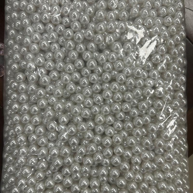 High-Gloss ABS Imitation Pearl Beads: Off-White, Pure White, Straight-Hole for DIY Jewelry