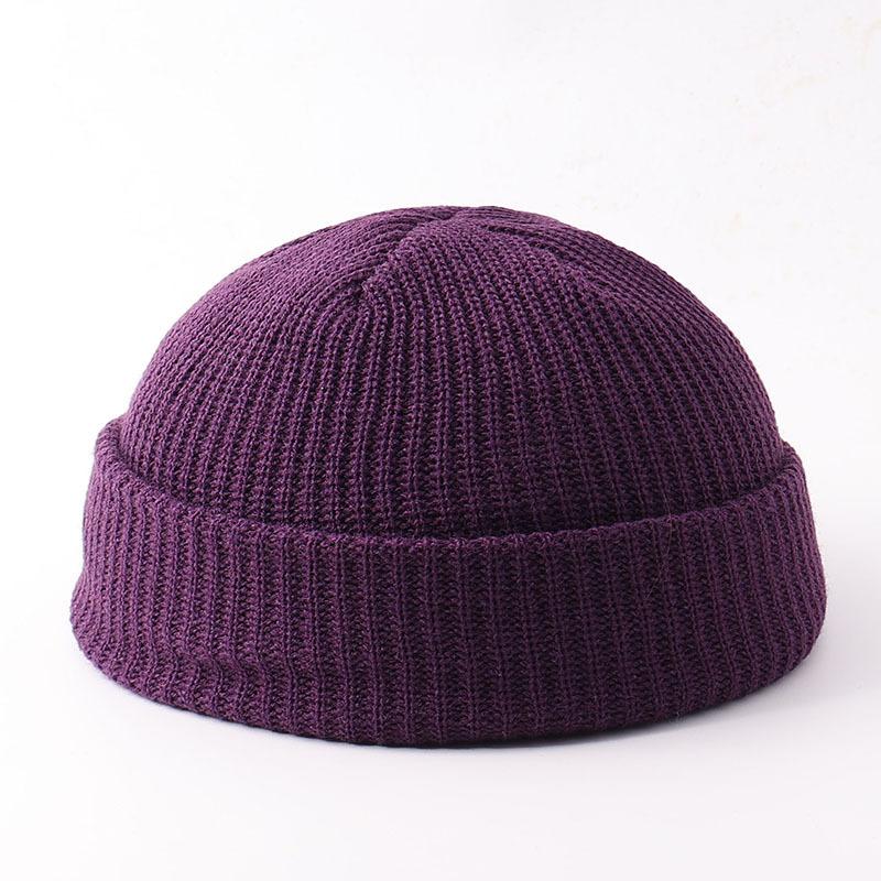Melon Hat Men's and Women's Trend Autumn and Winter Wool Hat Student Fashion Flanged Yuppie Cold Hat Women's Brimless Knitting