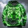 2026 Herbst Winter Herren Tier Tiger 3D Drucke Kapuzenpullover Sweatshirt Langarm Rundhals Streetwear Kordelzug Oberteile
