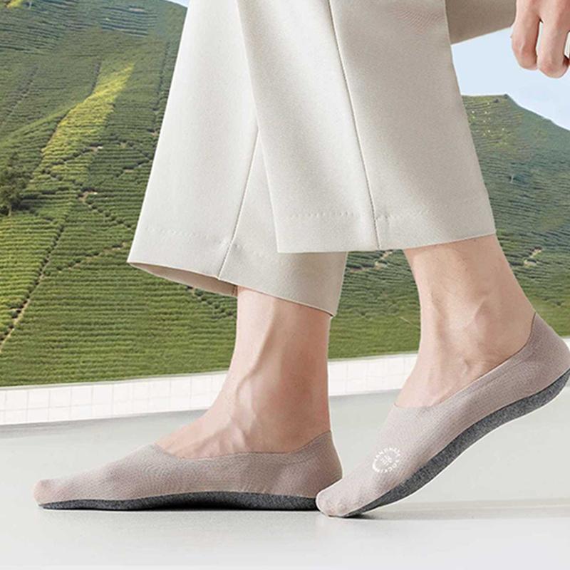 Men's Invisible Low Cut Cotton Socks Casual Breathable Silicone Non-slip Comfortable Bottom Mesh Socks