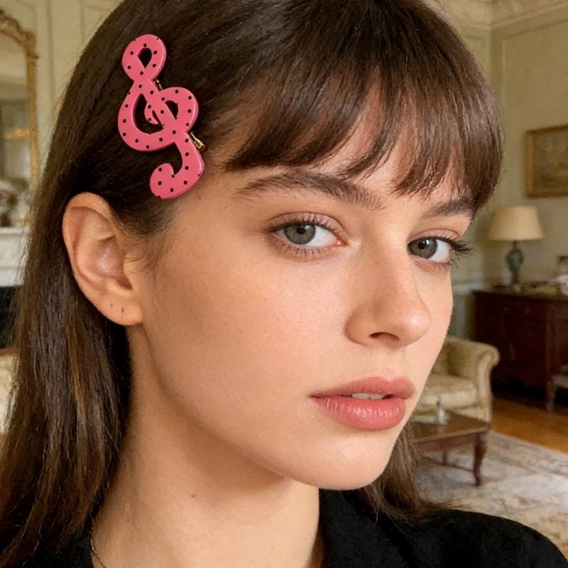 Cute Star Dot Striped Music Note Hair Clip Set Of 2pcs For Women Girls Kids Lightweight Acrylic Hair Accessories