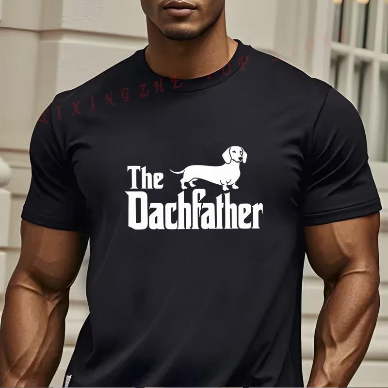 Mens The Dachfather Dachshund Graphic TShirt Funny Dog Lover Tee With Dachshund Design Funny Present Short Sleeve TShirts