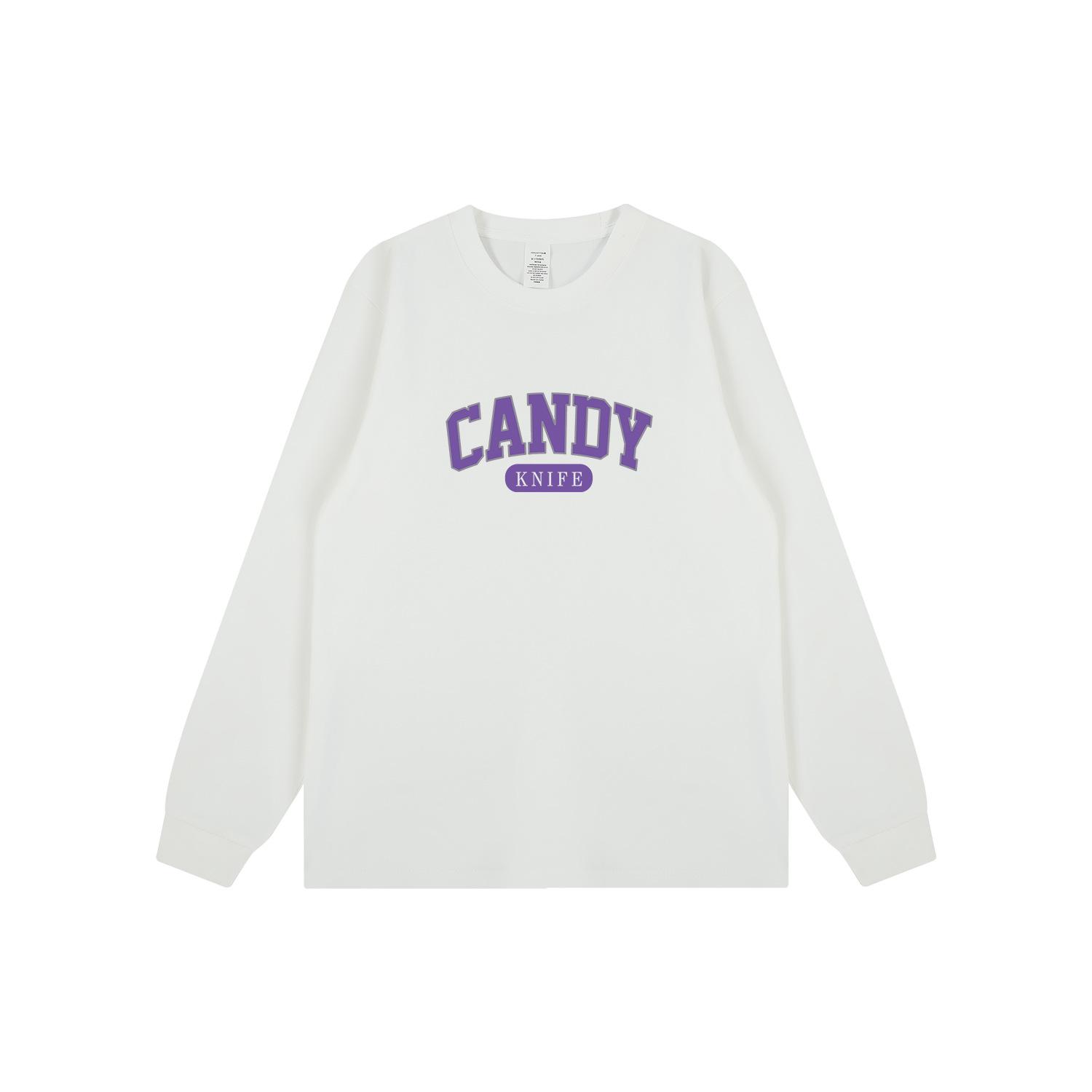 

Модная минималистичная футболка с принтом букв в гонконгском стиле с длинным рукавом в стиле ретро для пар - Осень/Зима L белый