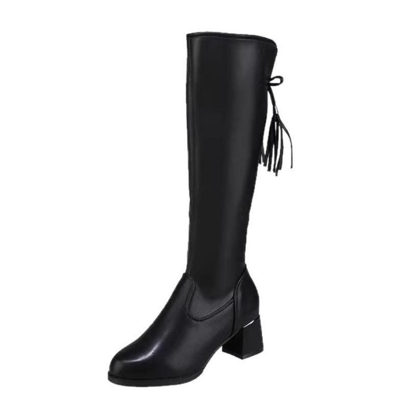 Slimming Shoes, Elastic Boots, Women's Mid-calf Boots, New Versatile Boots, Mid-heel Side Zipper Boots That Don't Reach The Knee