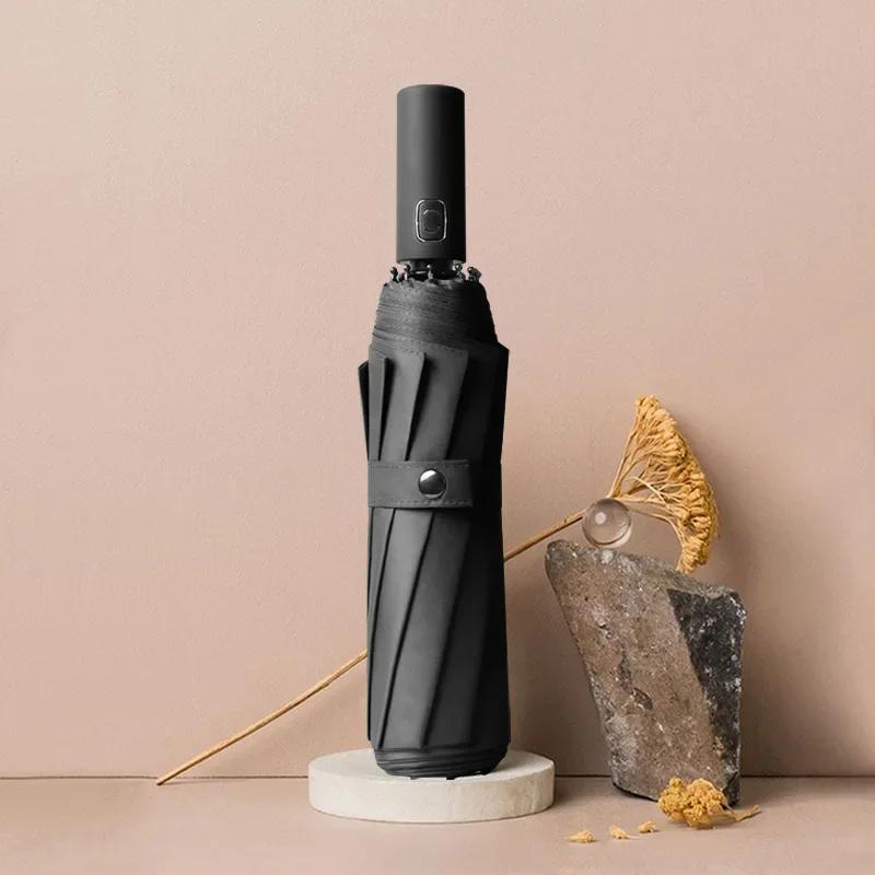 Big Windproof Umbrella Rain Women Fully-Automatic Umbrellas for Men Brand Large 3Folding Car Umbrella Bag Outdoor