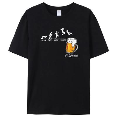 Piątkowy Nadruk Piwa Męskie Markowe T-shirty Zabawny Graficzny Hip Hopowy Letni Męski T-shirt Streetwear Bawełniany T-shirt Harajuku Krótki Rękaw