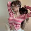 Women's Cardigan Stripe Slim Casual Sweet Single Breasted