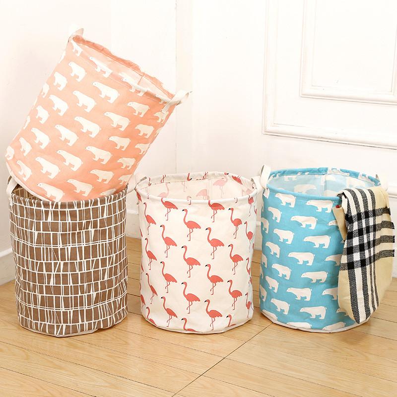 Collapsible Cotton Linen Laundry Basket With Handle For Clothes And Storage In Modern Home Decor