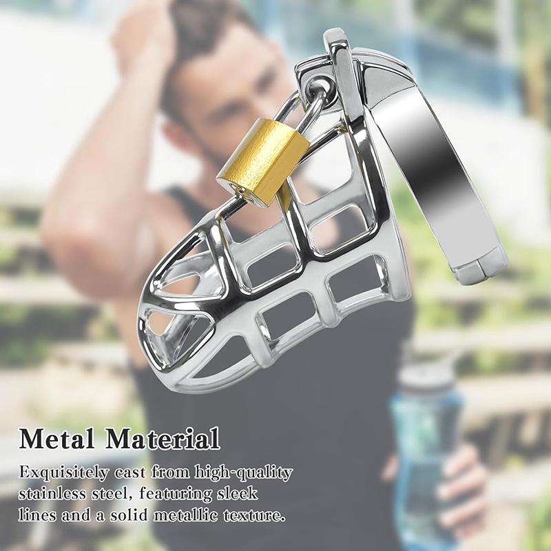 Adult Chastity Cage Lock for Men, Stainless Steel Anti-Infidelity Device, Couple Play Secure & Comfortable Male with Key