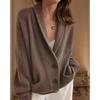 Women S Vintage Lapel Solid Long Sleeve Knit Cardigan Casual Loose Sweater Coat