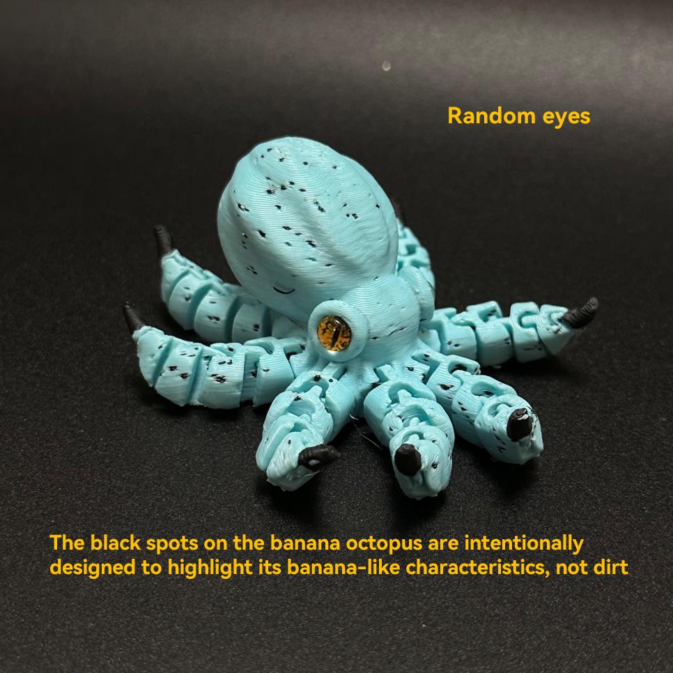 1pc Banana-Inspired Jointed Octopus Car Dashboard Ornament Sculpture, Colorful Car Ornament Collectible, Unique Banana Design