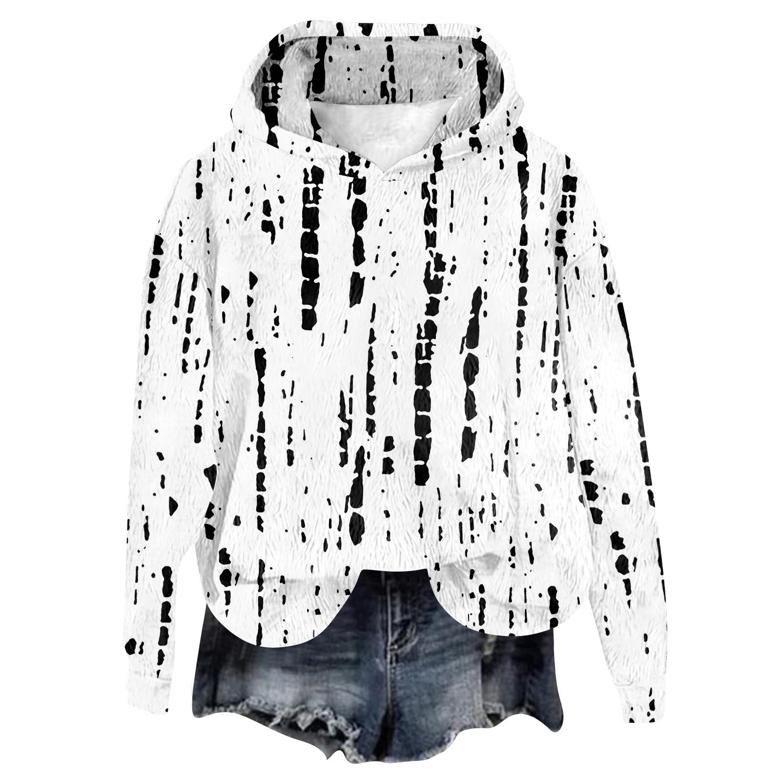 

Женский фланелевый топ с капюшоном и длинным рукавом с принтом, толстовка с капюшоном XXL белый