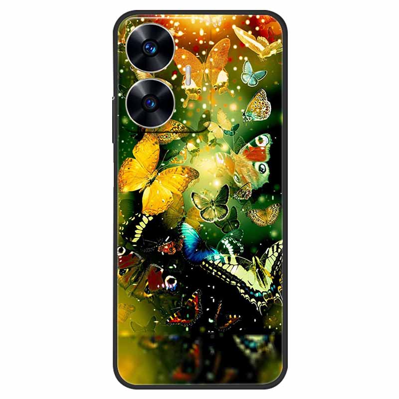 Phone Cover For Realme C55 Case Black Silicone Fundas For Realme C55 RMX3710 TPU Soft Back Coque Star Painted on RealmeC55 C 55