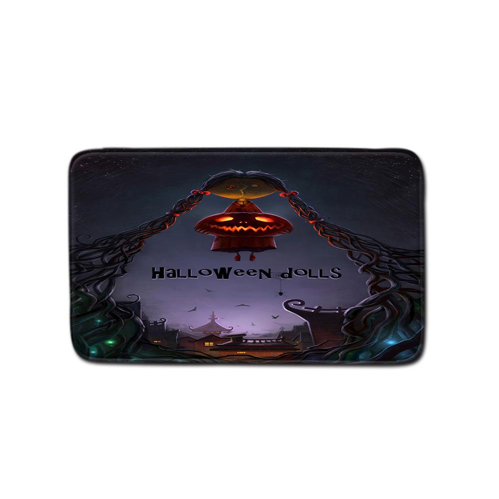 Halloween Shower Curtain Floor Mat Combination Four-Piece Set Bathroom Toilet Carpet Shower Room Foot Mat