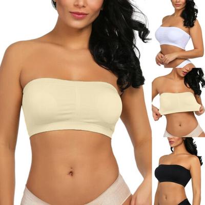 Doppelter Damen-BH in Übergröße, trägerlos, Bandeau-BH, herausnehmbares, gepolstertes Oberteil, dehnbar