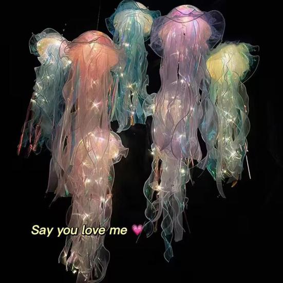 Jellyfish LED Lamp Soft Lighting Battery Operated Jellyfish Lantern LED Hanging Lamp Decoration Holiday Gift for Party