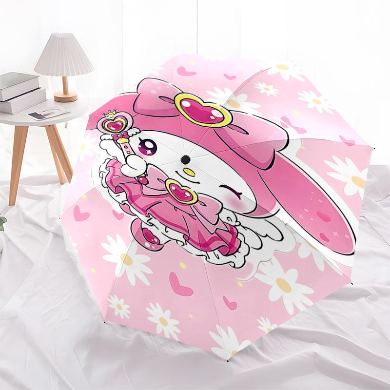 Pink Daisy Heart Umbrella: Automatic Opening & Closing, Foldable Design, 8-Rib Iron Frame, Outdoor Use, Perfect Gift for Fans and Travelers0